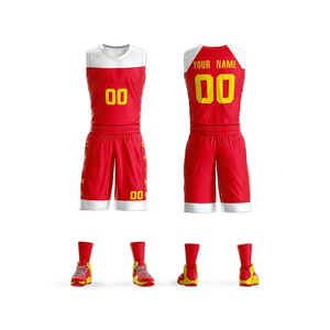 Conjunto de Uniforme de Baloncesto Personalizado Azul Rojo Blanco con Estrellas, Impresión Sublimada, Absorbente de Humedad, Ropa Deportiva Unisex para Adultos - Product Image 3