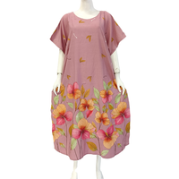 Camisón con estampado floral para mujer, cuello en V, manga corta, largo hasta la rodilla, suave, no tejido, cintura elástica, ropa de dormir informal de verano, 100%