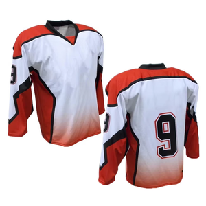 Maillot de hockey sur glace personnalisé, rayé bleu, vert et blanc, col en V, manches trois quarts, sublimé, vêtements pour hommes adultes - Product Image 6