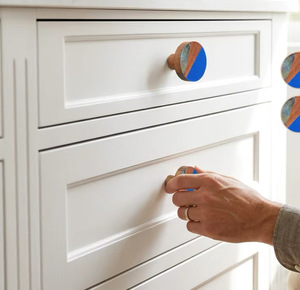 Tirador y Pomo para Cajón Moderno, Redondo, de Madera, Resina y Metal, Ecológico, Multifuncional y Duradero, Color Azul, para Uso en Hogar y Oficina - Product Image 4