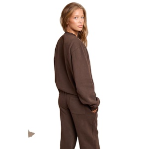 Sudadera con logotipo personalizado para mujer, jersey de lana liso, cuello redondo, algodón suave, manga larga, cálido, ropa de calle informal de invierno - Product Image 4