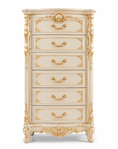 Cama Redonda King Size de Madera Maciza Tallada en Dorado, Estilo Palacio Real Moderno, con Acabado Blanco Dorado, Muebles de Dormitorio de Lujo - Product Image 6