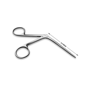 Micro-pince auriculaire alligator de 3 pouces à mâchoire courbée et pointe fine, instrument chirurgical manuel ORL antidérapant pour otologie, réutilisable - Product Image 2