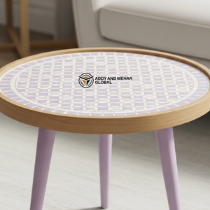 Modern Meena Design Accent <b>Stool</b> – Round Wooden Footstool for Living Room - Product Image 4