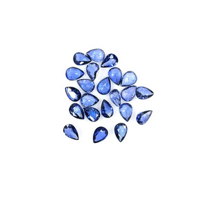 Saphirs bleus naturels non traités, taille poire calibrée 6x8mm, pierres précieuses de saphir bleu naturel facettées en vrac - Product Image 2