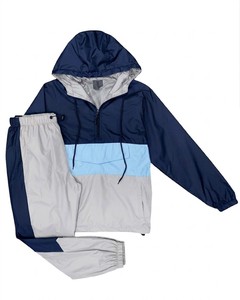 Ensemble de survêtement unisexe léger coupe-vent 2 en 1, veste à capuche, pantalon de jogging, motif léopard, couleur contrastée, style sportif, été - Product Image 2