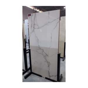 Azulejos de Porcelana para Piso y Pared de 800x1600 mm, GVT PGVT 80x160 cm, Aspecto de Mármol Calacatta con Vetas Plateadas, Base Blanca Pura - Product Image 1