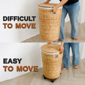 Modern Rustic <b>Square</b> Acacia <b>Wood</b> Patio Flower Pot Stand with Wheels for Home Garden Plant Caddy or Manufacturing Plant Use - Product Image 4