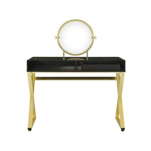 Coleen Black and Gold Finish Makeup Vanity Desk with <b>Mirror</b> and Jewelry <b>Tray</b> - Product Image 2