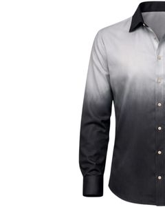 Chemise Formelle Homme Gris Noir Ombré en Coton Premium à Manches Longues Boutonnée Style Smart Casual Fabricant Personnalisé OEM Fourniture en Gros - Product Image 3
