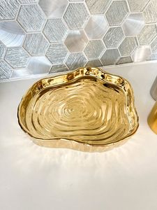 Latest Aluminum Gold Decorative Polygon Tray Home Decor Dining Room <b>Settings</b> Unique Shape Modern Design <b>Serving</b> Tray Homes - Product Image 3