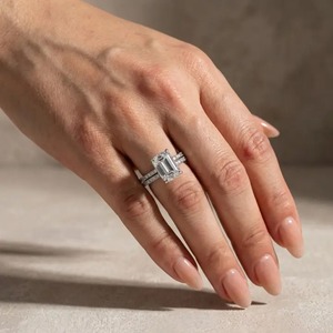 Trendy Design 925 Moissanite Cut Engagement <b>Ring</b> Sterling <b>Silver</b> VVS Clarity 3.5 Carat 4 Prong Setting Gold Plated Pave <b>Stack</b> - Product Image 2