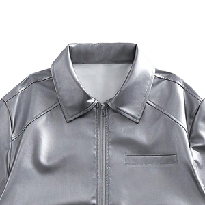 Satin Bomber Jacket <b>Box</b> Fit Winter Stand Collar Zipper Front Solid Color Casual Eco-Friendly Breathable High Quality Finished - Product Image 6