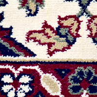 Ivory Burgundy Modern Floral Wool Rug Ornamental Bordered Eco-Friendly Non-Slip Hand Tufted Medium Pile Living Room