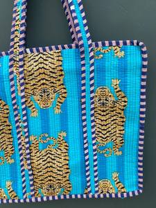 Bolso Tote de Algodón Acolchado Hecho a Mano para Mujer, con Cierre, Color Sólido, Ligero, Duradero, Espacioso, Ecológico, para Playa, Verano, Compras - Product Image 3