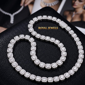 Collier chaîne tennis micro-incrusté, chaîne à maillons, style hip-hop, bijoux en argent avec diamants moissanite pour hommes et femmes - Product Image 5