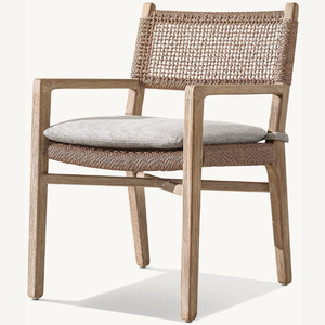 Une chaise longue en teck de style moderne avec de jolis accents en rotin et des coussins doux et confortables. - Product Image 3