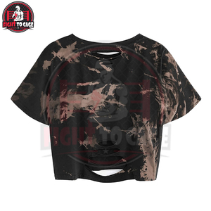 Camiseta Corta de Manga Corta para Mujer, Diseño de Calavera, Transpirable, Hecha a Mano, con Gráficos Desgastados, al por Mayor - Product Image 2