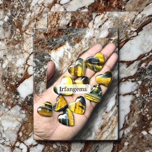 Cabochons en œil de tigre 100 % naturels, forme cœur, pierres précieuses en vrac, dos plat, polis à la main, pour la lithothérapie, vente en gros - Product Image 1