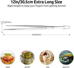 Pince de cuisine de précision longue, idéale pour l'assaisonnement des plats et utile pour les chefs, en acier inoxydable à pointe fine, avec logo personnalisé pour l'assaisonnement des aliments. - Product Image 3