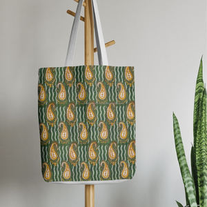 Sac à bandoulière imprimé feuilles vertes de qualité supérieure pour un usage décontracté, sac imprimé pour femmes fait à la main, écologique, en provenance d'Inde - Product Image 3