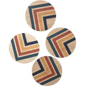 แผ่นรองแก้วไม้พรีเมียมลายต้นไม้เพ้นท์มือ รูปทรงกลม สำหรับแก้วชา กาแฟ ตกแต่งบ้าน - Product Image 4