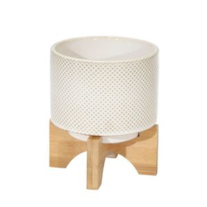 Juego de macetas minimalistas de metal negro, 2 macetas con soporte de madera, maceta de interior para plantas verdes, uso en escritorio. - Product Image 3