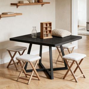 Tavolo da Pranzo Rettangolare in Pietra Sinterizzata, Resistente e Stabile, Arredamento per Sale da Pranzo di Hotel - Product Image 1