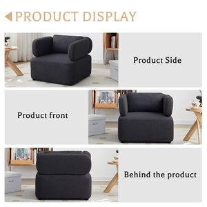 Fauteuil de lecture en velours Teddy de style Mid-Century avec coussins épais et assise rembourrée pour salon - Product Image 4