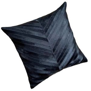 Luxury Square Cowhide <b>Leather</b> Pillow <b>Cover</b> Light Brown Patchwork Design Anti-Dust Mite Anti-Bacteria Export Quality for Hotel - Product Image 2