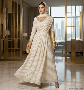 Iscose Viscose <b>Fabric</b>-Premium Dyeable Semi-Sheer Crinkle Weave PA Coated Heavyweight Sarees Lehengas Suits Ethnic Couture <b>Fabric</b> - Product Image 3