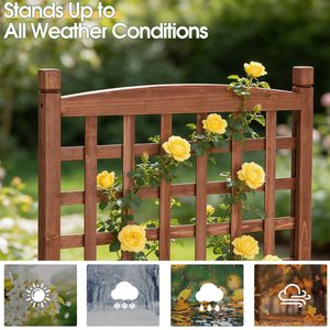 Fioriera in Legno Alta 50 Pollici con Traliccio, Vaso Rialzato da Giardino Autoportante con Fori di Drenaggio e Ruote - Forniture per Giardino - Product Image 2