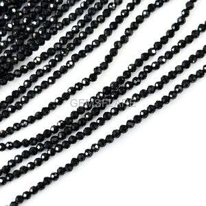 Cuentas redondas microfacetadas de ónix negro natural de 2 mm, cuentas de ónix para la fabricación de joyas, venta al por mayor, cuentas de piedras preciosas sueltas con corte de diamante facetado. - Product Image 2