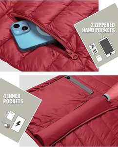<b>Men's</b> Lightweight Packable Waterproof Winter Hooded Down Coat with 100% Down Filling Casual Storage <b>Pouch</b> - Product Image 4