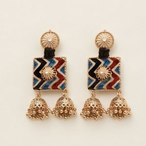 Boucles d'oreilles clous géométriques bohèmes légères en argent avec zircon pour fêtes ou cadeaux, style religieux tendance - Product Image 2