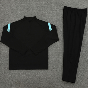 Chándal Deportivo Unisex Negro de Manga Larga con Media Cremallera, Ligero, Transpirable, de Secado Rápido, 100% Algodón, para Otoño, Corte Regular, Color Sólido - Product Image 1
