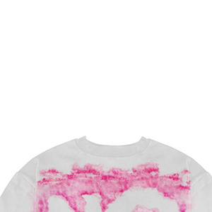 T-shirt ras du cou à manches courtes coupe droite pour homme, 100 % coton tricoté, motif lettres tie-dye rose contrastant noir - Product Image 4
