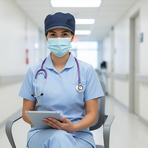 Chapeaux de travail en coton pour femmes, absorbants, avec section élastique, pour toilettage d'animaux, soins infirmiers, chapeaux de laboratoire à imprimé floral, vente en gros - Product Image 1