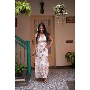 Vestido Maxi Bohemio Floral para Mujer, Largo hasta el Tobillo, Sin Mangas, Cuello en V, Verano, Algodón, Casual, Transpirable, para Vacaciones - Product Image 5