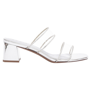 Ann'S Rhinestone Strap Slide Sandals 5cm Block <b>Heel</b> Square Toe Mule Sandals Genuine Leather - Product Image 2