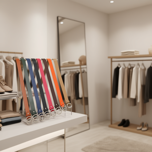 Cintura Zi Double O Buckle in PU, larghezza 3 cm, lunghezza 110 cm, cintura alla moda per donna e uomo - Product Image 2