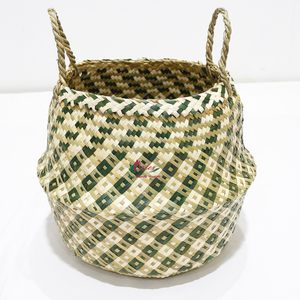 New Design Palm Leaf Belly Basket Durable <b>Collapsible</b> Laundry Toy <b>Storage</b> Bin - Product Image 4