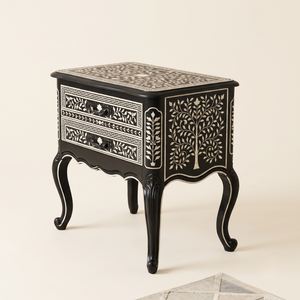 Handcrafted Bedside <b>Table</b> 2 Drawer Handcrafted Bone Inlay Nightstand <b>Side</b> <b>Table</b> Luxury Bedroom Furniture with <b>Storage</b> - Product Image 4