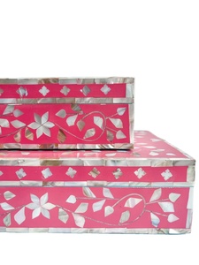 Boîte à bijoux personnalisée en incrustation de nacre faite à la main avec compartiments en os idéal pour le rangement des bagues, des colliers et des boucles d'oreilles - Product Image 2