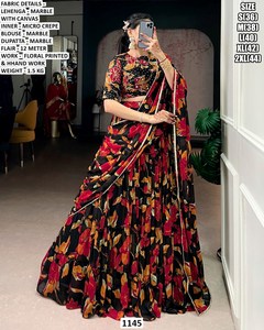 Lehenga Choli Noir Divin - Tenue Traditionnelle Longue pour Femmes, Idéale pour les Fêtes et les Mariages - Product Image 4