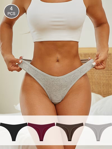 Women's Basic High-Rise Solid Color Seamless High-Waisted Triangle Panties Spandex/Cotton Anti-Bacterial Comfortable Breathable - Product Image 2