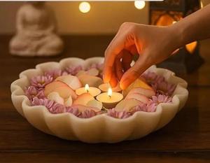 Portavelas Flotante de Mármol Natural Hecho a Mano, Ecológico, Decorativo, Recipiente para Flores y Agua, Centro de Mesa de Lujo, Decoración para el Hogar - Product Image 3