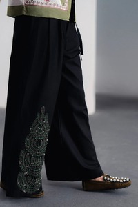 Chemise courte en coton ethnique pour femmes avec broderie, style Inde Pakistan, coupe ample, décontractée, toutes saisons, blanc, vert, noir - Product Image 3