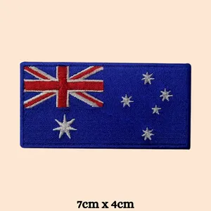 Custom Embroidered Flag Patches Rectangle <b>Iron</b>-On Woven Fabric Patch Set for Cloth Use - Product Image 2
