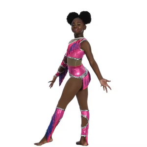 Tenues de danse majorettes métalliques personnalisées, avec paillettes et franges, pour spectacles sur scène, costumes de danseuses professionnelles - Product Image 3